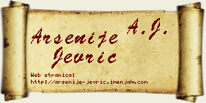 Arsenije Jevrić vizit kartica